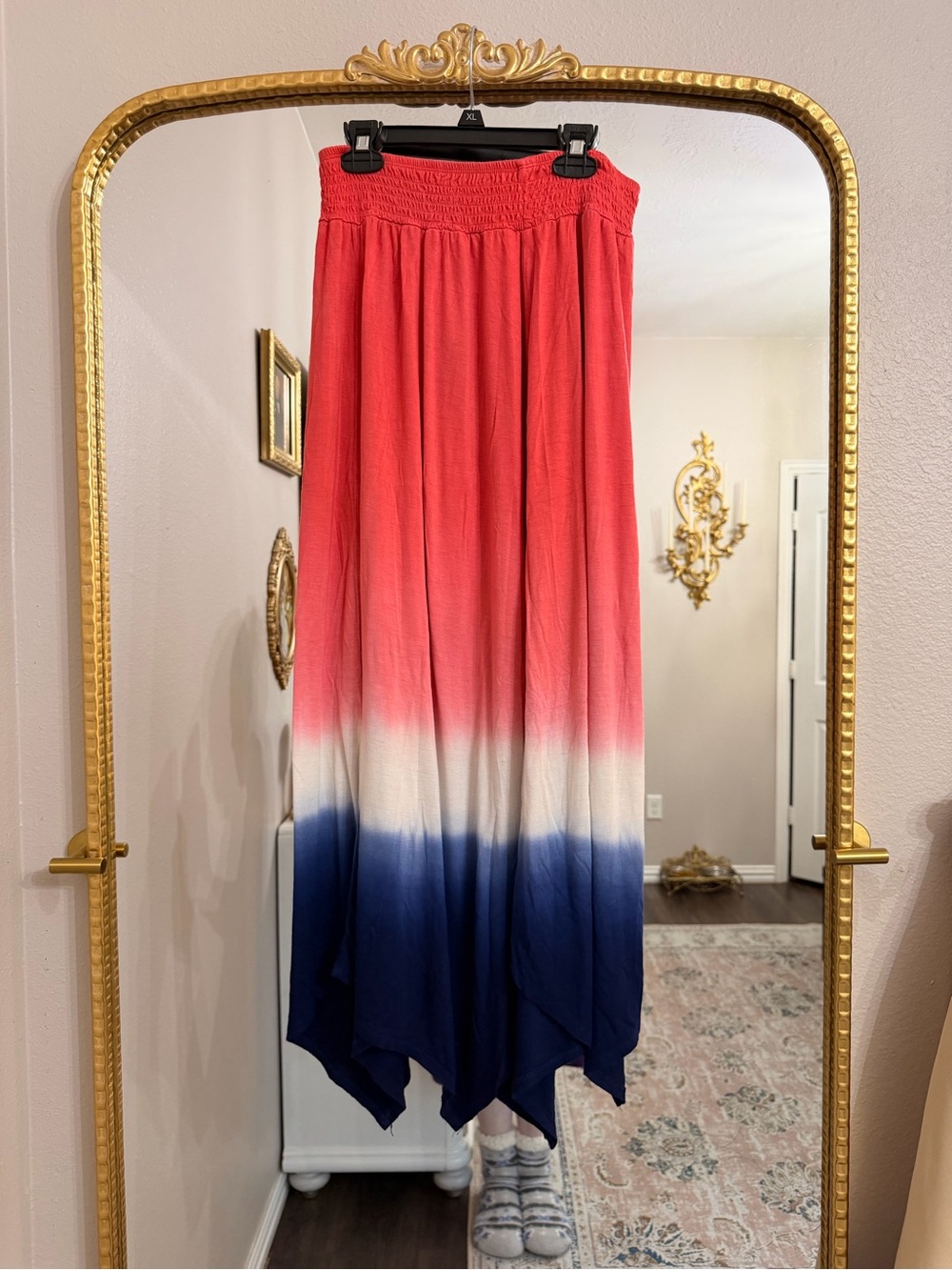 Time and Tru Red, White & Blue Ombre Maxi Skirt